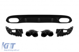 E53 A Design diffuser with black tips suitable for rear A Design bumper on Mercedes E-Class C238 coupe after 2017 -oo--oo- - ABMERA6011578