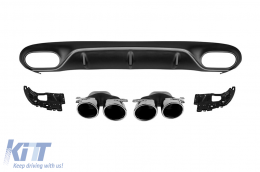 E53 type diffuser with chrome tips suitable for rear A Design bumper on Mercedes E-Class C238 coupe after 2017 -oo--oo-, with chrome trim - ABMERA6011468