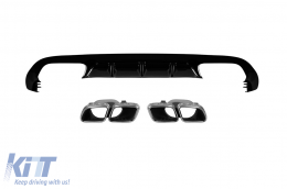 E63 A Design diffuser with chrome tips suitable for rear A Design bumper on Mercedes E-Class C238 coupe after 2017 -oo--oo- - ABMERA6011579