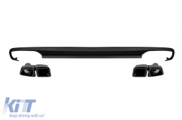 E63 type diffuser with black tips suitable for rear A Design bumper of Mercedes E-Class W212 2009-2014 -oo--oo- - ABMERA6009579