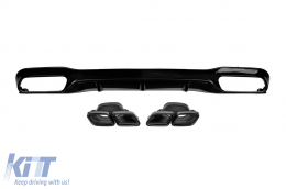 E63 type diffuser with black tips suitable for rear A Design bumper on Mercedes E-Class W213 after 2016 -oo--oo-, with black trim - ABMERA6011658