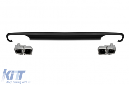 E63 type diffuser with chrome tips suitable for rear A Design bumper of Mercedes E-Class W212 2009-2014 -oo--oo- - ABMERA6009580