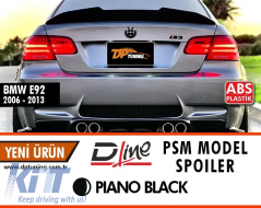 E92 PSM Trunk Spoiler Piano Black ABS / 2007-2013