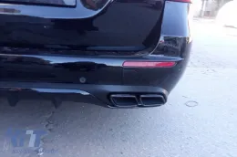 Ein Design-Paket Typ E63 geeignet für Mercedes E-Klasse W213 2016-2019 mit schwarzen Auspuffendrohren und schwarzem Zierleisten, für das Modell mit Standard-Heckstoßstange.-image-6141485