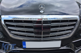 Ein Design-Paket Typ S63 geeignet für Mercedes S-Klasse W222 2017-2020, mit Scheinwerfern, Rücklichtern, Seitenschwellern für lange Radstand-image-6235969
