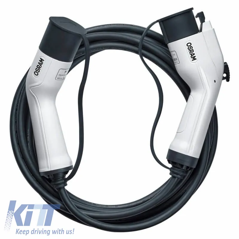 Electric Car Single Phase Charging Station Cable 5 Pin 32Amp 7.2 kWh 5 Meters Type 2 - Type 1 Osram OCC13205
