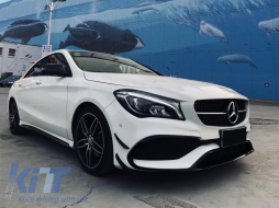Első és hátsó lökhárító légterelő, oldalsó bordák, konverziós csomag, Mercedes CLA W117 Facelift (2016-2018), CLA45 Design, zongoralakk fekete-image-6056015