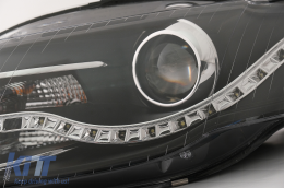 Első fényszóró LED DRL nappali menetfénnyel AUDI A4 B7 2004-2008 Fekete-image-6082308