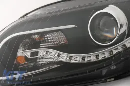 Első fényszóró LED DRL nappali menetfénnyel AUDI A4 B7 2004-2008 Fekete-image-6082309