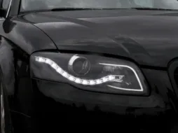 Első fényszóró LED DRL nappali menetfénnyel AUDI A4 B7 2004-2008 Fekete-image-65732