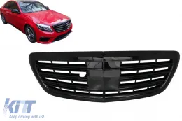 Első hűtőrács AMG Mercedes W222 S-osztály 2014+ AMG S63 S65 Design zongoralakk fekete-image-6097568