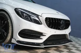 Első hűtőrács Mercedes Benz C-osztály W205 S205 C205 (2014-től) AMG GT-R Panamericana Design Fekete, kamera nélkül-image-6104612