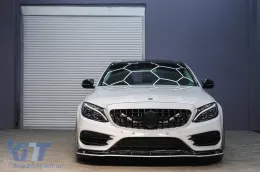 Első hűtőrács Mercedes Benz C-osztály W205 S205 C205 (2014-től) AMG GT-R Panamericana Design Fekete, kamera nélkül-image-6104613