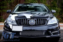 Első hűtőrács MERCEDES C-osztály W204 S204 Limousine Station Wagon (2007-2014) AMG GT-R Panamericana Design Fekete-image-6042942