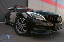 Első hűtőrács MERCEDES C-osztály W205 S205 C205 (2014-2018) GT-R Panamericana Design Fekete 360 kamerával / kamera nélkül-image-6092261