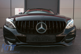 Első hűtőrács MERCEDES C-osztály W205 S205 C205 (2014-2018) GT-R Panamericana Design Fekete 360 kamerával / kamera nélkül-image-6092262