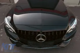 Első hűtőrács MERCEDES C-osztály W205 S205 C205 (2014-2018) GT-R Panamericana Design Fekete 360 kamerával / kamera nélkül-image-6092265