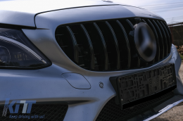 Első hűtőrács MERCEDES C-osztály W205 S205 C205 (2014-2018) GT-R Panamericana Design Fekete 360 kamerával / kamera nélkül-image-6093034