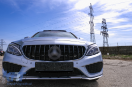 Első hűtőrács MERCEDES C-osztály W205 S205 C205 (2014-2018) GT-R Panamericana Design Fekete 360 kamerával / kamera nélkül-image-6093035
