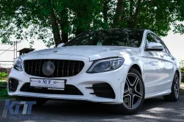 Első hűtőrács MERCEDES C-osztály W205 S205 C205 (2014-2018) GT-R Panamericana Design Fekete 360 kamerával / kamera nélkül-image-6093397