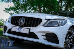 Első hűtőrács MERCEDES C-osztály W205 S205 C205 (2014-2018) GT-R Panamericana Design Fekete 360 kamerával / kamera nélkül-image-6093399