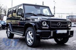 Első hűtőrács Mercedes W463 G-osztály (1990-2012) G65 AMG Look zongoralakk fekete, króm kerettel-image-6011039