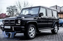 Első hűtőrács Mercedes W463 G-osztály (1990-2012) G65 AMG Look zongoralakk fekete, króm kerettel-image-6011040
