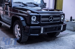 Első hűtőrács Mercedes W463 G-osztály (1990-2012) G65 AMG Look zongoralakk fekete, króm kerettel-image-6011041