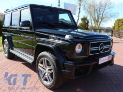 Első hűtőrács Mercedes W463 G-osztály (1990-2012) G65 AMG Look zongoralakk fekete, króm kerettel-image-6011045