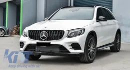 Első középső hűtőrács MERCEDES GLC X253 C253 (2015-2018) AMG GT R Panamericana Design teljesen fekete-image-6057442