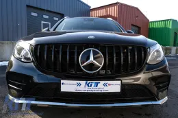 Első középső hűtőrács MERCEDES GLC X253 C253 (2015-2018) AMG GT R Panamericana Design teljesen fekete-image-6076945