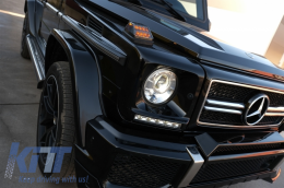 Első lámpa borítás LED DRL nappali menetfénnyel MERCEDES G-osztály W463 (1989-től) modellekhez, irányjelzővel, G65 design-image-6067808