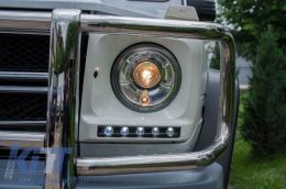 Első lámpa Fedők FEHÉR LED DRL PozíciójelzőkkelMercedes Benz G-osztály W463 (1989-up) G65 AMG Design Fekete-image-6019753