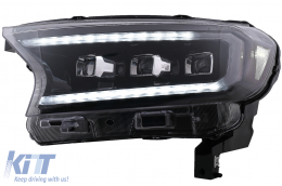 
Első lámpa LED Fénysor indulófénnyel Ford Ranger Raptor (2015-2020) balkormányos modellekhez, Teljes Fekete, dinamikus Irányjelzők, Matrix projektor-image-6078856