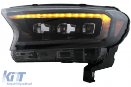 
Első lámpa LED Fénysor indulófénnyel Ford Ranger Raptor (2015-2020) balkormányos modellekhez, Teljes Fekete, dinamikus Irányjelzők, Matrix projektor-image-6078859