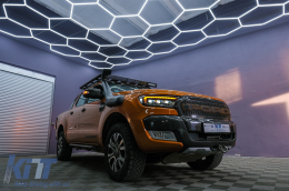 
Első lámpa LED Fénysor indulófénnyel Ford Ranger Raptor (2015-2020) balkormányos modellekhez, Teljes Fekete, dinamikus Irányjelzők, Matrix projektor-image-6089079