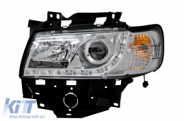
Első lámpa nappali menetfénnyel VW T4 Transporter hosszú orrú (1996-2003) modellekhez, LED nappali menetfény, króm-image-6078814