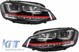 Első lámpák 3D LED DRL Volkswagen Golf 7 VII (2012-2017) piros R20 GTI Look LED kanyarodó lámpa-image-5988116