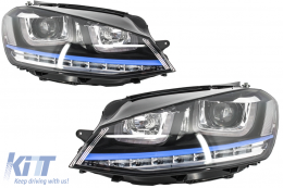 Első lámpák 3D LED DRL Volkswagen Golf 7 VII (2012-2017) kék  GTE Look LED kanyarodó lámpa-image-5988471