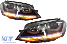 Első lámpák 3D LED DRL Volkswagen Golf 7 VII (2012-2017) kék  GTE Look LED kanyarodó lámpa-image-5988473
