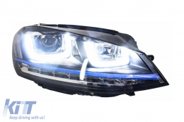 Első lámpák 3D LED DRL Volkswagen Golf 7 VII (2012-2017) kék  GTE Look LED kanyarodó lámpa-image-5988474