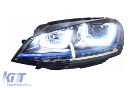 Első lámpák 3D LED DRL Volkswagen Golf 7 VII (2012-2017) kék  GTE Look LED kanyarodó lámpa-image-6067549