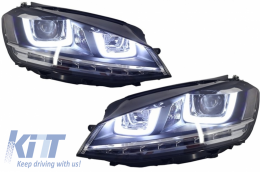 Első lámpák 3D LED DRL Volkswagen Golf 7 VII (2012-2017) ezüst R-Line LED kanyarodó lámpák-image-5990531
