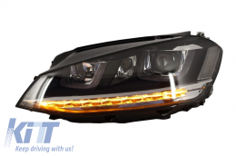 Első lámpák 3D LED DRL Volkswagen Golf 7 VII (2012-2017) ezüst R-Line LED kanyarodó lámpák-image-5990535