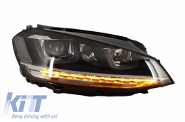 Első lámpák 3D LED DRL Volkswagen Golf 7 VII (2012-2017) ezüst R-Line LED kanyarodó lámpák-image-5990536