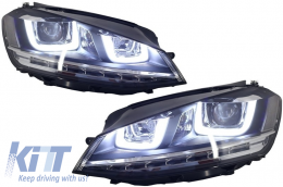 Első lámpák 3D LED DRL Volkswagen Golf 7 VII (2012-2017) ezüst R-Line LED kanyarodó lámpák RHD-hez-image-5998618