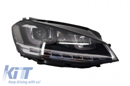 Első lámpák 3D LED DRL Volkswagen Golf 7 VII (2012-2017) ezüst R-Line LED kanyarodó lámpák RHD-hez-image-5998624