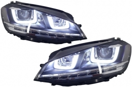 Első lámpák 3D LED DRL Volkswagen Golf 7 VII (2012-2017) ezüst R-Line LED folyamatos dinamikus sorozatos kanyarodó lámpák-image-6016487