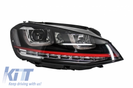 Első lámpák 3D LED DRL Volkswagen Golf 7 VII (2012-2017) piros R20 GTI Look LED folyamatos kanyarodó lámpa-image-6004297