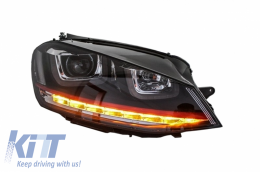 Első lámpák 3D LED DRL Volkswagen Golf 7 VII (2012-2017) piros R20 GTI Look LED folyamatos kanyarodó lámpa-image-6004300